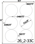 3 1/3 Diameter Round Label Sheet, Round Inkjet Label Sheet, Round Laser Labels
