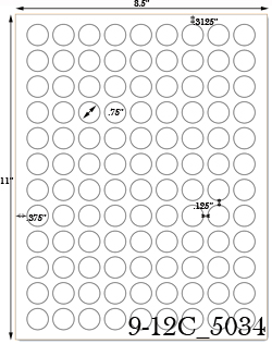 3/4 Diameter Round Natural Ivory Label Sheet  <BR><B>USUALLY SHIPS SAME DAY</B>