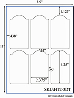 2.375 x 4.25 Dome Top  Rectangle Hang Tag Sheet (die-cut white cardstock) <BR><B>USUALLY SHIPS SAME DAY</B>