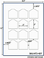 2 x 2 Dome Top Rectangle Hang Tag Sheet (die-cut white cardstock) <BR><B>USUALLY SHIPS SAME DAY</B>