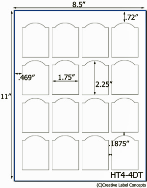 1.75 x 2.25 Dome Top  Rectangle Hang Tag Sheet (die-cut white cardstock) <BR><B>USUALLY SHIPS SAME DAY</B>