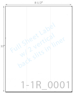 8 1/2 x 11 Rectangle Water-Resistant White Polyester Laser Label Sheet w/ 2 vert back slits (crack back)<BR><B>USUALLY SHIPS SAME DAY</B>