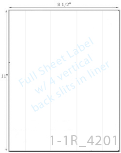 8 1/2 x 11 Rectangle  White Label Sheet w/ 4 vert back slits<BR><B>USUALLY SHIPS SAME DAY</B>