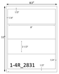8 x 2 1/2 Rectangle Water-Resistant White Polyester Laser Label Sheet<BR><B>USUALLY SHIPS SAME DAY</B>