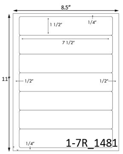 7 1/2 x 1 1/2 Rectangle Water-Resistant White Polyester Laser Label Sheet<BR><B>USUALLY SHIPS SAME DAY</B>
