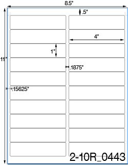 4 x 1 Rectangle Water-Resistant White Polyester Laser Label Sheet<BR><B>USUALLY SHIPS SAME DAY</B>