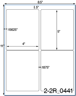 4 x 5 Rectangle Water-Resistant White Polyester Laser Label Sheet<BR><B>USUALLY SHIPS SAME DAY</B>