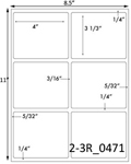 4 x 3 1/3 Rectangle w/ gutters White Label Sheet<BR><B>USUALLY SHIPS SAME DAY</B>