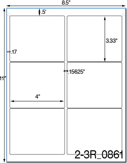 4 x 3 1/3 Rectangle Water-Resistant White Polyester Laser Label Sheet<BR><B>USUALLY SHIPS SAME DAY</B>