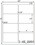 4 x 2 1/2 Rectangle White Label Sheet<BR><B>USUALLY SHIPS SAME DAY</B>