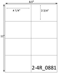 4 1/4 x 2 3/4 Rectangle White Label Sheet<BR><B>USUALLY SHIPS SAME DAY</B>