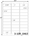 2 5/8 x 1 Rectangle w/perfs White Label Sheet<BR><B>USUALLY SHIPS SAME DAY</B>