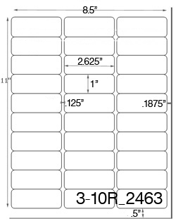 2 5/8 x 1 Rectangle Brown Kraft Label Sheet<BR><B>USUALLY SHIPS SAME DAY</B>