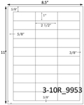 2 1/2 x 1 Rectangle White Label Sheet<BR><B>USUALLY SHIPS SAME DAY</B>