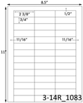2 3/8 x 3/4 Rectangle White Label Sheet<BR><B>USUALLY SHIPS SAME DAY</B>