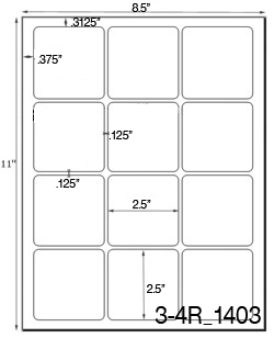 2 1/2 x 2 1/2 Square White High Gloss Laser Label Sheet<BR><B>USUALLY SHIPS SAME DAY</B>