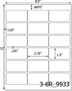 2 3/4 x 1 1/2 Rectangle Water-Resistant White Polyester Laser Label Sheet<BR><B>USUALLY SHIPS SAME DAY</B>