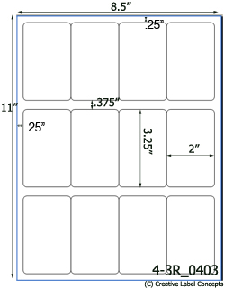 2 x 3 1/4 Rectangle Water-Resistant White Polyester Laser Label Sheet<BR><B>USUALLY SHIPS SAME DAY</B>