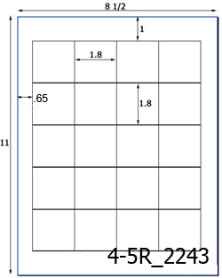 1.8 x 1.8 Square White High Gloss Laser Label Sheet<BR><B>USUALLY SHIPS SAME DAY</B>
