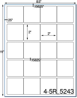 2 x 2 Square White High Gloss Laser Label Sheet<BR><B>USUALLY SHIPS SAME DAY</B>