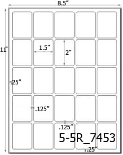 1 1/2 x 2 Rectangle White Label Sheet<BR><B>USUALLY SHIPS SAME DAY</B>