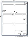 3 3/4 x 3 Rectangle Water-Resistant White Polyester Laser Label Sheet<BR><B>USUALLY SHIPS SAME DAY</B>
