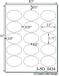 2 1/2  x 1 3/4 White High Gloss Oval Laser Label Sheet<BR><B>USUALLY SHIPS SAME DAY</B>