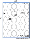 1 1/4 x 2 Oval Natural Ivory Label Sheet<BR><B>...
